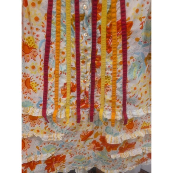 L'ORANGE Girls' Colorful Floral‎ Boho Ruffled Buttoned Cotton Dress Size 8 - Picture 4 of 6